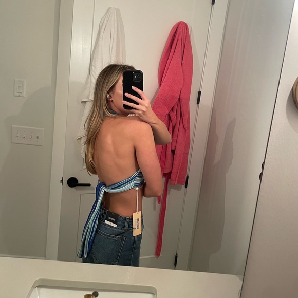 NWT Beginning Boutique Striped Halter Neck Crop Top, AU 6 - Picture 5 of 5